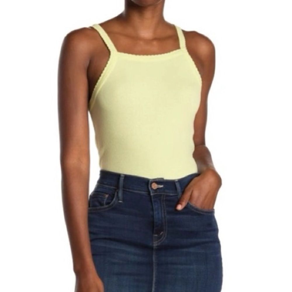 BP.- Picot Trim Cotton Blend Rib Bodysuit In Green Luminary